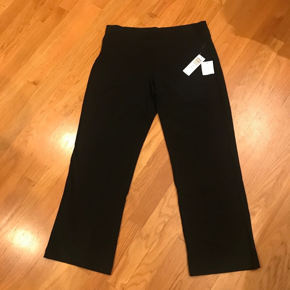 EILEEN FISHER BLACK COZY VISCOSE STRETCH YOGA PANTS - SIZE MEDIUM